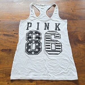 Rare Victoria's Secret PINK USA Flag Racerback Tank Top Size Small